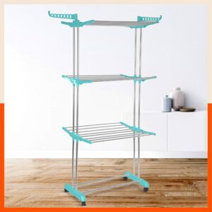 Bathla Mobidry Nova - Large, 3-Level Foldable Cloth Drying Stand with Weather Resistant Frame